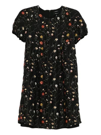 R13 Floral Puff-sleeve Dress In Black