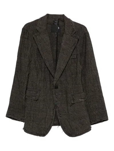 R13 FRAYED-EDGE SINGLE-BREASTED BLAZER