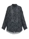 R13 Frayed Floral Shirt In Blue