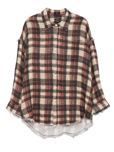 R13 Frayed Plaid-check Shirt In Multi