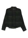 R13 Plaid Crop Button-up Work Shirt In Green