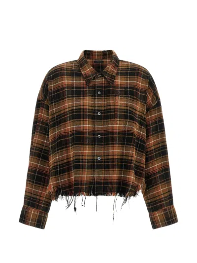 R13 FRAYED-HEM CROPPED SHIRT