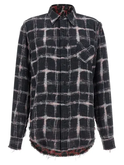 R13 Fringed Hem Reversible Shirt In Black