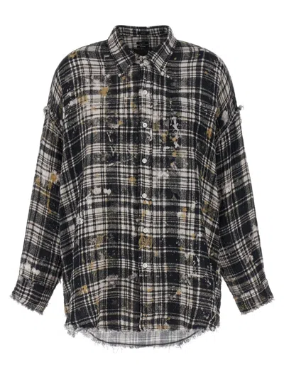 R13 FRINGED OVERSIZED COTTON SHIRT