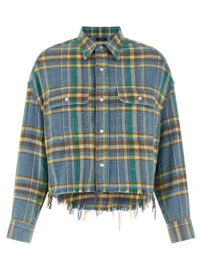 R13 Plaid Frayed Shirt In Animal Print