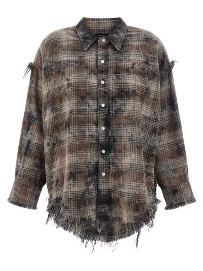 R13 Check Fringed Shirt In Blue