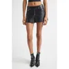 R13 Front Zip Leather Skort In Black