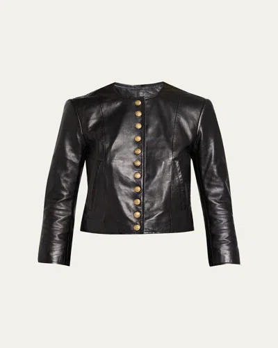 R13 Front-snap Leather Jacket In Black
