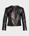 R13 Front-snap Leather Jacket In Black