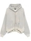 R13 Gray Funnel Neck Cropped Hoodie In 001bh Heather Grey W/oatmeal