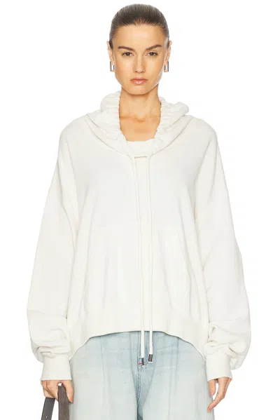 R13 Funnel Neck Cropped Popover In Ecru