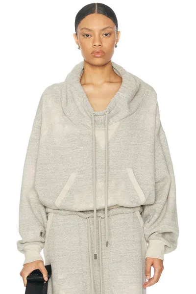 R13 Funnel Neck Hoodie In 001bh Heather Grey W/oatmeal