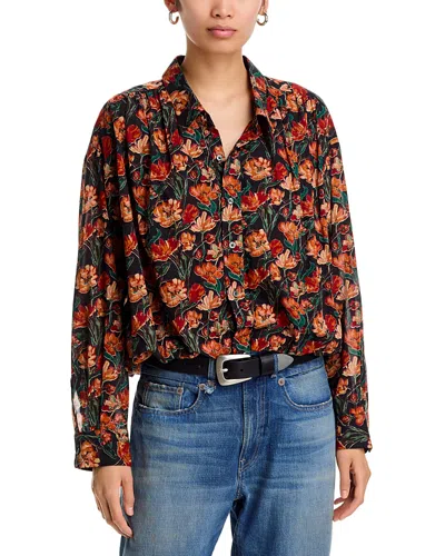 R13 Gathered Yoke Bubble Shirt In Brown