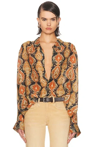 R13 Gathered Yoke Drop Neck Shirt In Multi