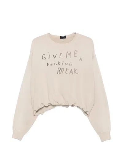 R13 Give Me A Break Baloon Cotton Sweatshirt In Neutral