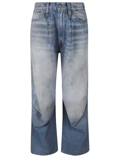 R13 Glen Dart Detailed Faded Effect Jeans In Blue