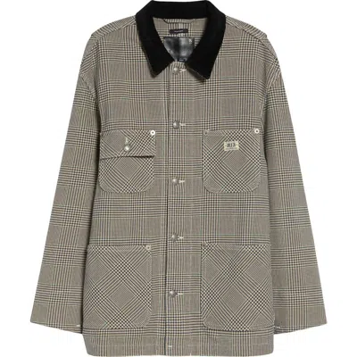 R13 Glen Plaid Relaxed Fit Chore Jacket In Gray