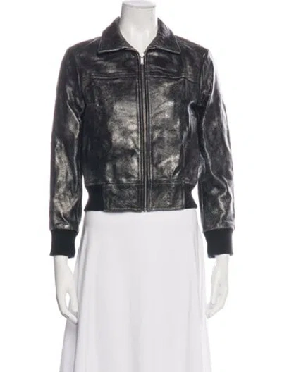 Pre-owned R13 Goat Leather Bomber Jacket In Black