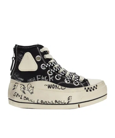 R13 Graffiti Style Trainers In Brown