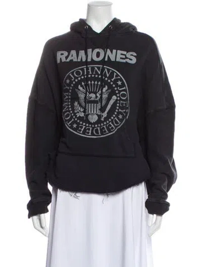 Pre-owned R13 Graphic Print Crew Neck Hoodie In Black