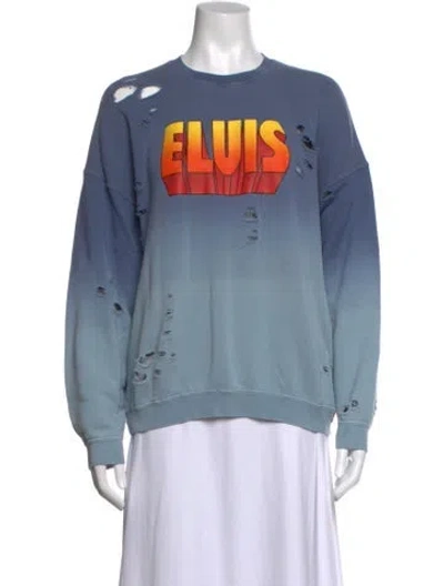 Pre-owned R13 Graphic Print Crew Neck Sweater In Blue