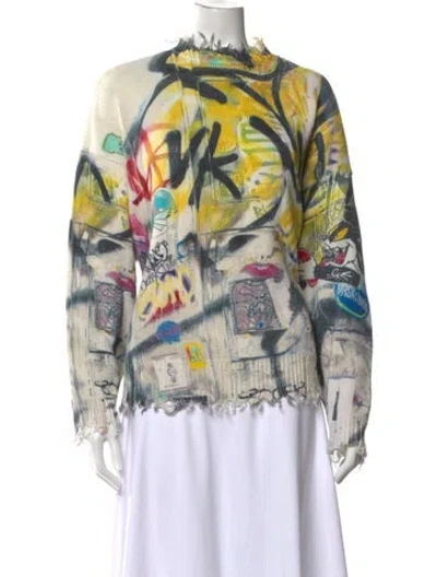 Pre-owned R13 Graphic Print Crew Neck Sweater In Neutrals