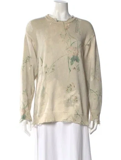 Pre-owned R13 Graphic Print Crew Neck Sweater In White