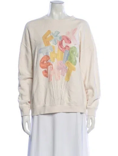 Pre-owned R13 Graphic Print Crew Neck Sweater In White