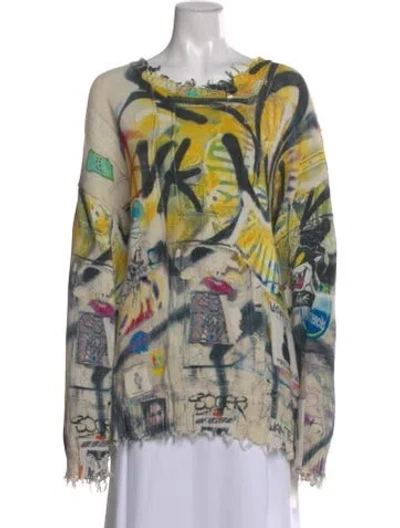 Pre-owned R13 Graphic Print Crew Neck Sweater In Yellow