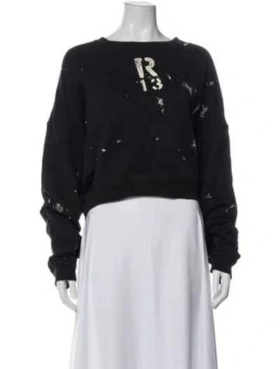 Pre-owned R13 Graphic Print Crew Neck Sweatshirt In Black