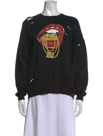 Pre-owned R13 Graphic Print Crew Neck Sweatshirt In Black