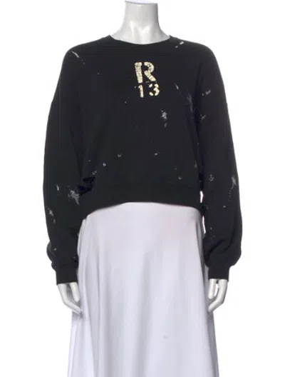 Pre-owned R13 Graphic Print Crew Neck Sweatshirt In Black