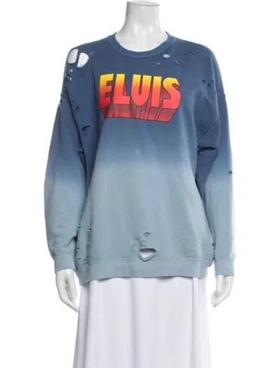 Pre-owned R13 Graphic Print Crew Neck Sweatshirt In Blue