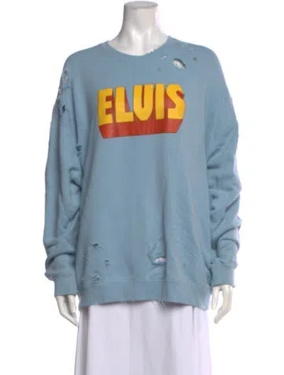 Pre-owned R13 Graphic Print Crew Neck Sweatshirt In Blue