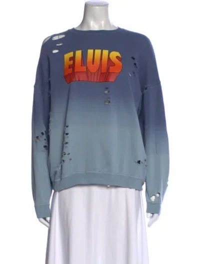 Pre-owned R13 Graphic Print Crew Neck Sweatshirt In Blue