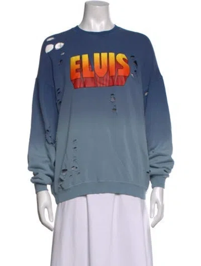 Pre-owned R13 Graphic Print Crew Neck Sweatshirt In Blue