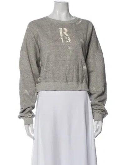 Pre-owned R13 Graphic Print Crew Neck Sweatshirt In Gray