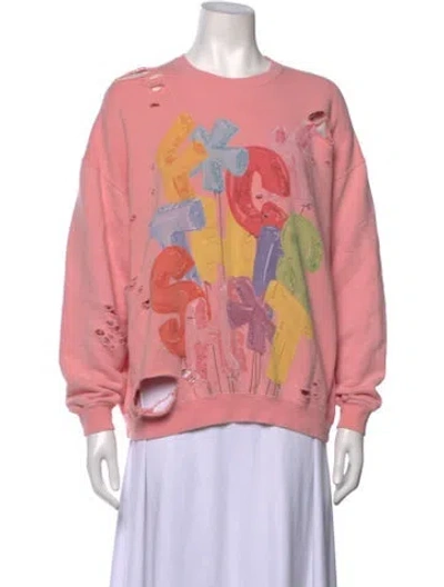 Pre-owned R13 Graphic Print Crew Neck Sweatshirt In Pink