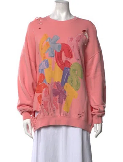 Pre-owned R13 Graphic Print Crew Neck Sweatshirt In Pink