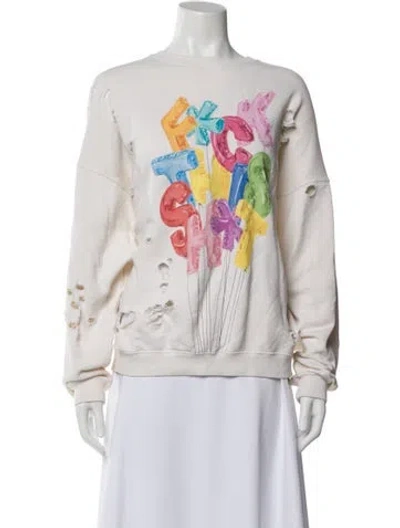 Pre-owned R13 Graphic Print Crew Neck Sweatshirt In White