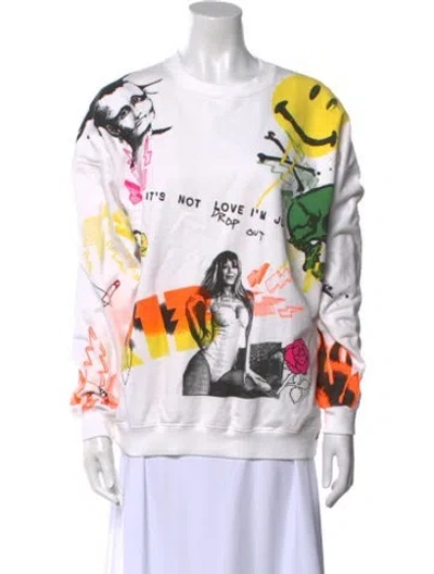 Pre-owned R13 Graphic Print Crew Neck Sweatshirt In White