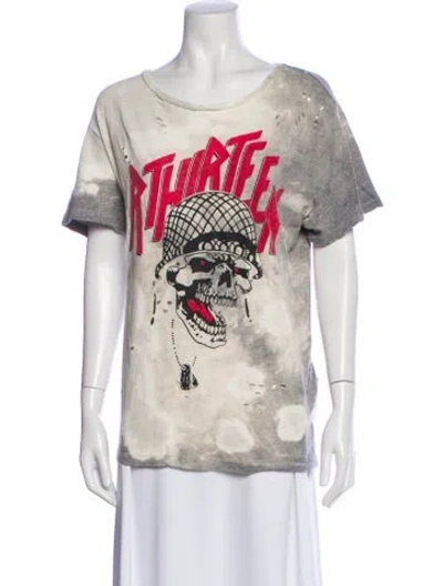 Pre-owned R13 Graphic Print Crew Neck T-shirt In Gray