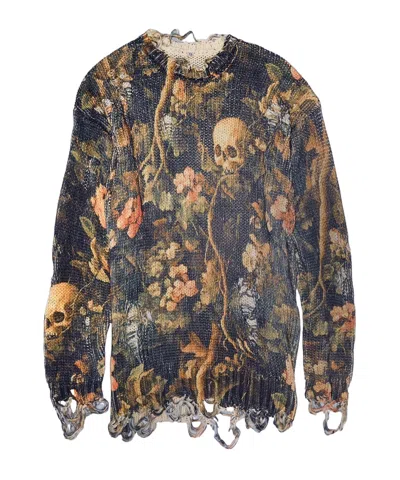 R13 Graphic-print Distressed Jumper In Multi
