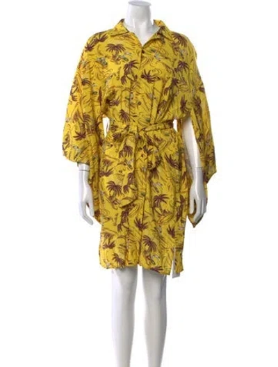 Pre-owned R13 Graphic Print Knee-length Dress In Yellow