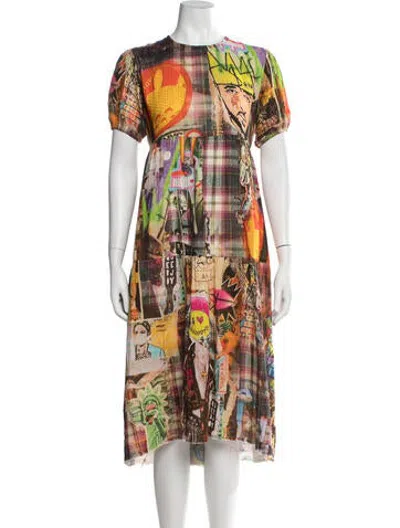 Pre-owned R13 Graphic Print Long Dress In Green