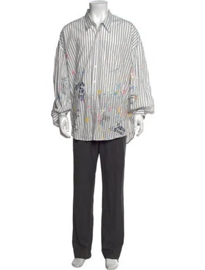 Pre-owned R13 Graphic Print Long Sleeve Shirt In White