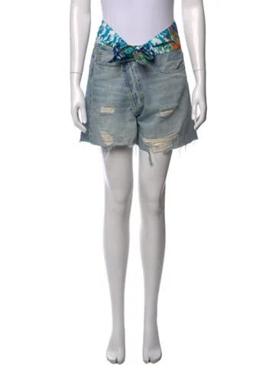 Pre-owned R13 Graphic Print Mini Shorts In Blue