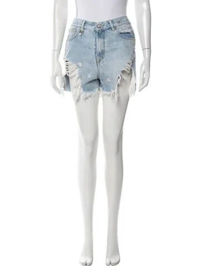 Pre-owned R13 Graphic Print Mini Shorts In Blue