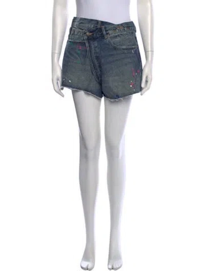 Pre-owned R13 Graphic Print Mini Shorts In Blue