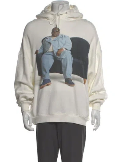 Pre-owned R13 Graphic Print Mock Neck Hoodie In White